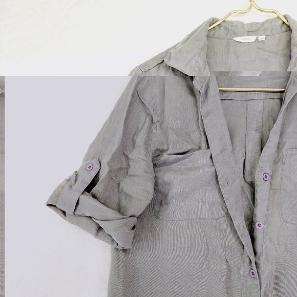 Dolan Gray Linen Roll Tab Short Sleeve Button-Down Shirt 1010 - Picture 3 of 9